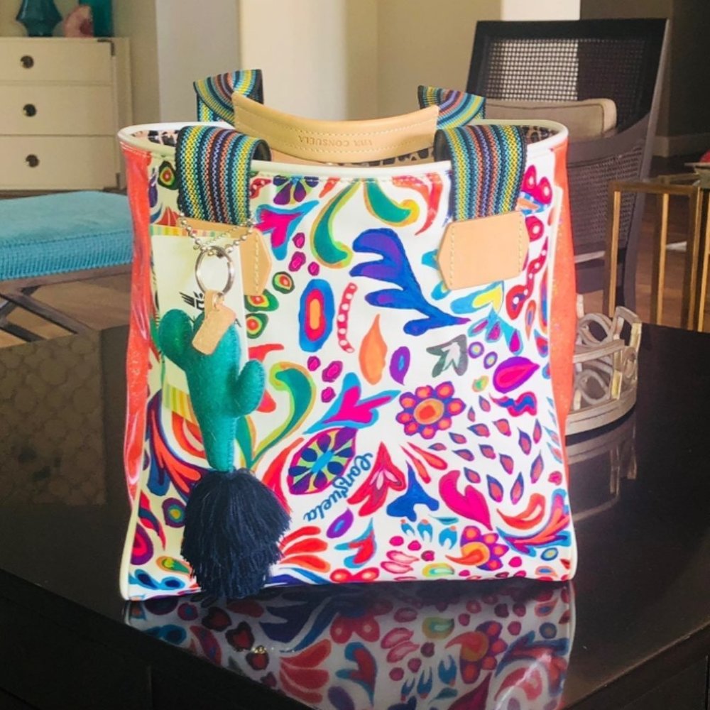 Conseula White Swirly Classic Tote Cactus Handbags - Picture 5 of 8